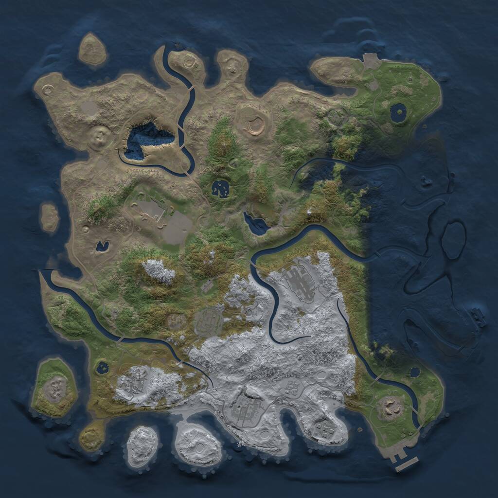 Rust Map: Procedural Map, Size: 4096, Seed: 121709, 15 Monuments