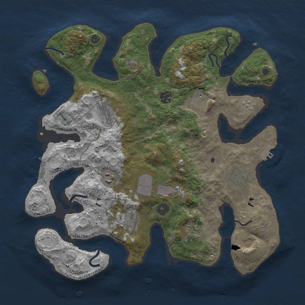 Rust Map: Procedural Map, Size: 3800, Seed: 170921, 18 Monuments