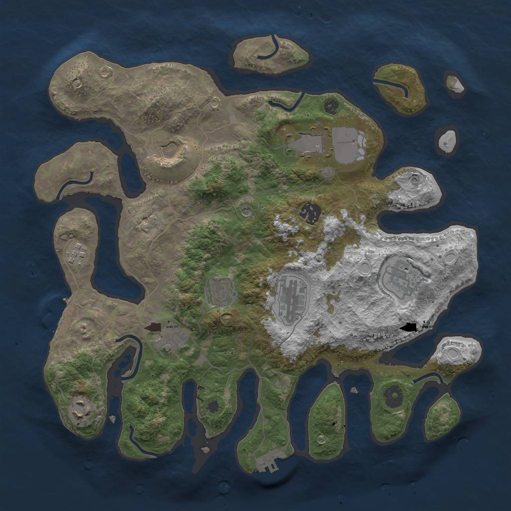 Rust Map: Procedural Map, Size: 3600, Seed: 1277662418, 17 Monuments