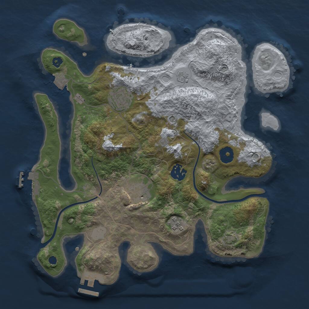 Rust Map: Procedural Map, Size: 3000, Seed: 637700573, 10 Monuments
