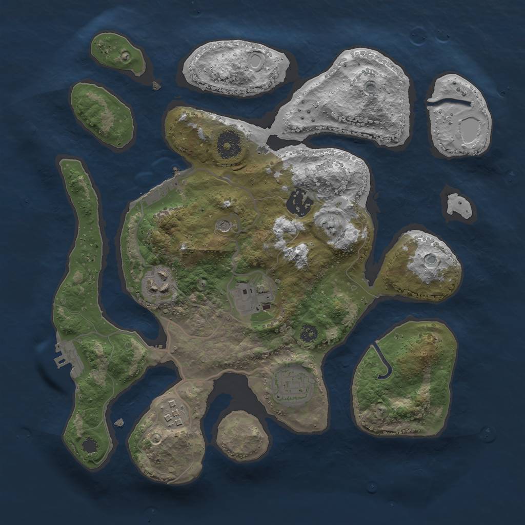 Rust Map: Procedural Map, Size: 3000, Seed: 637700573, 13 Monuments