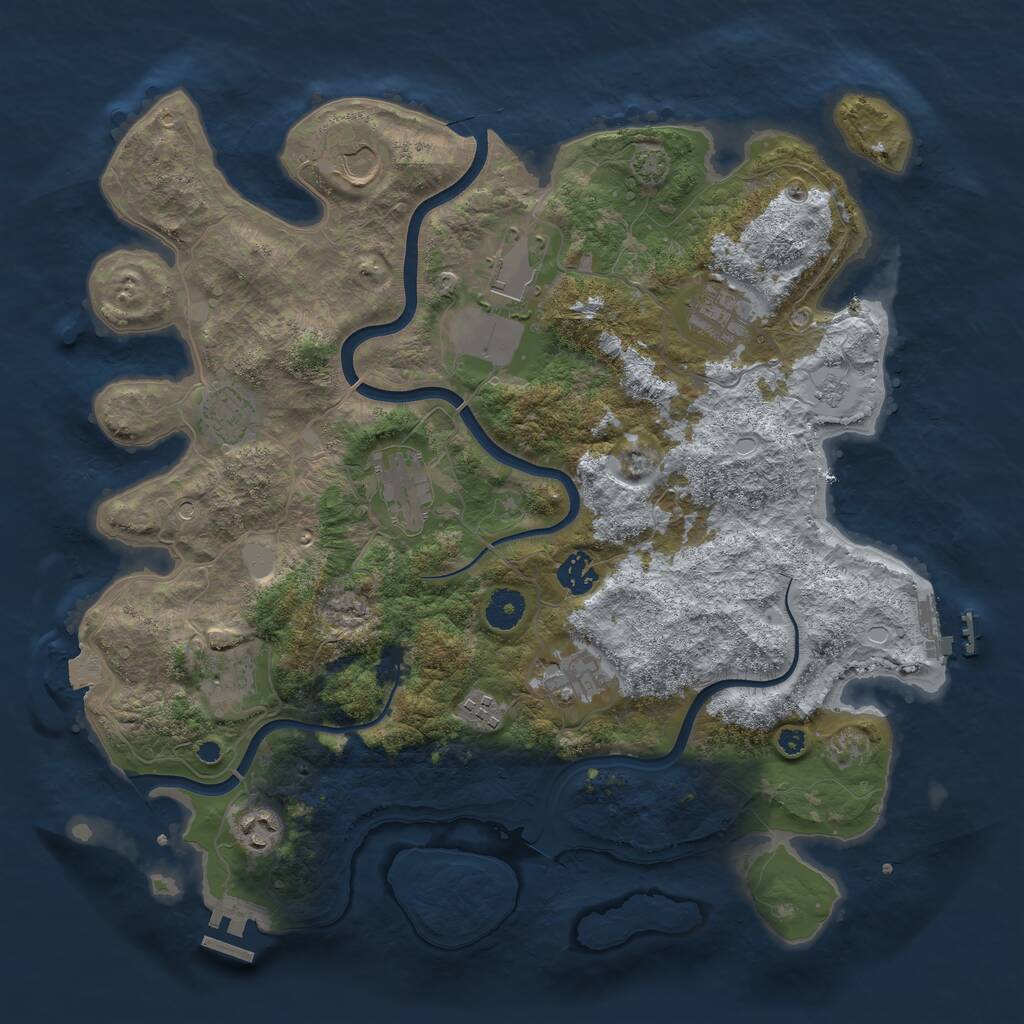 Rust Map: Procedural Map, Size: 3875, Seed: 908235785, 16 Monuments