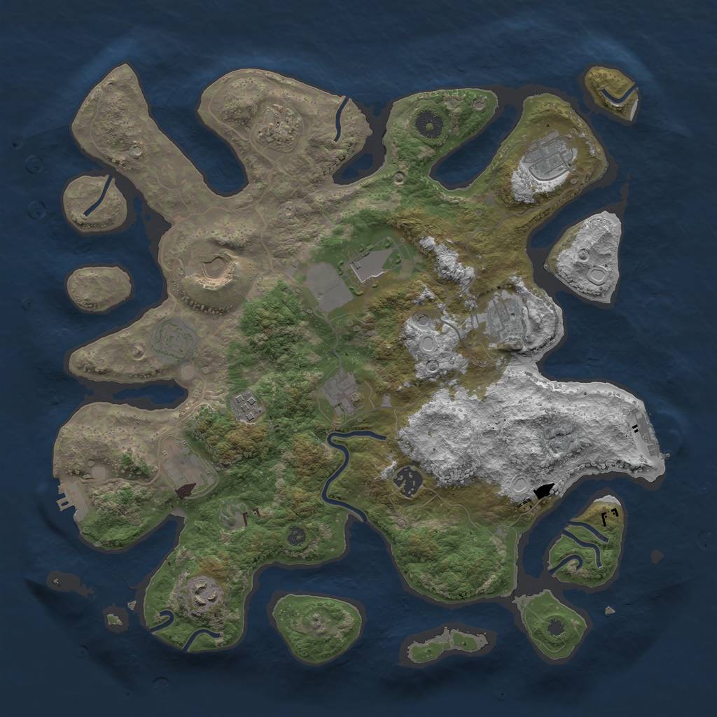 Rust Map: Procedural Map, Size: 3875, Seed: 908235785, 19 Monuments