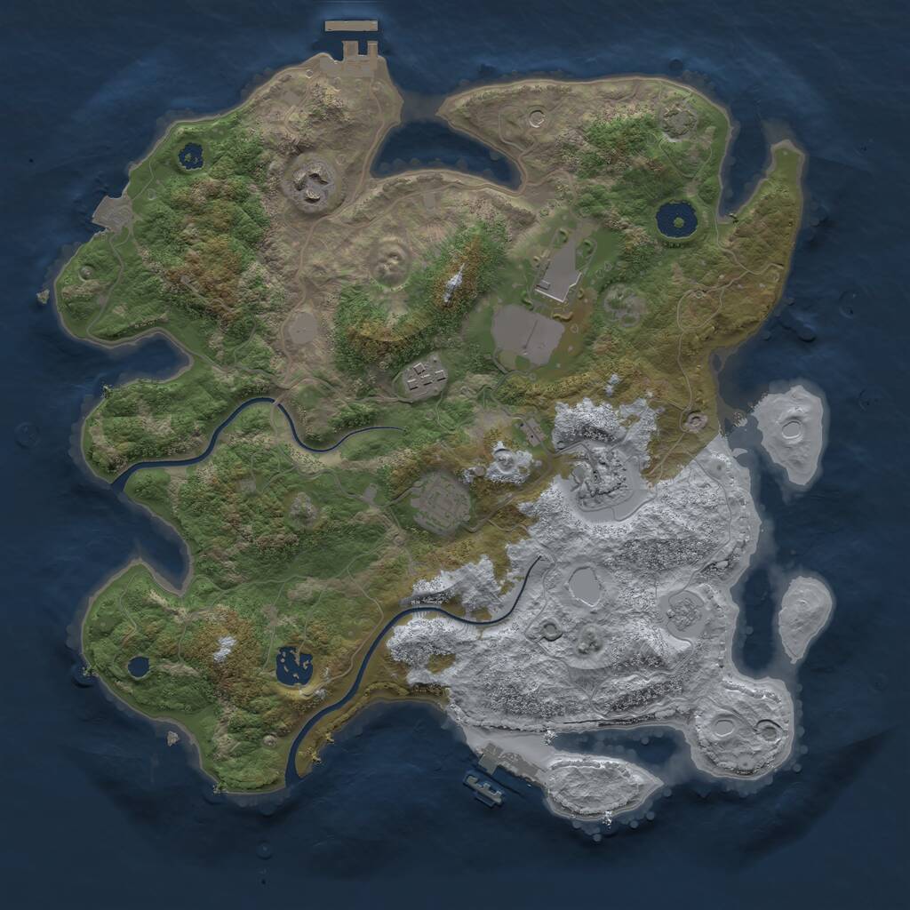 Rust Map: Procedural Map, Size: 3500, Seed: 432659789, 12 Monuments