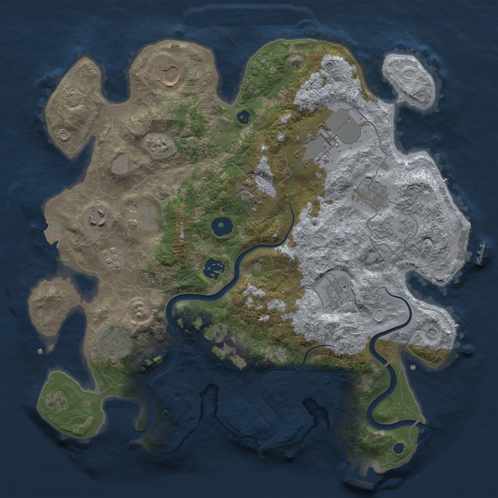 Rust Map: Procedural Map, Size: 3700, Seed: 384607251, 17 Monuments