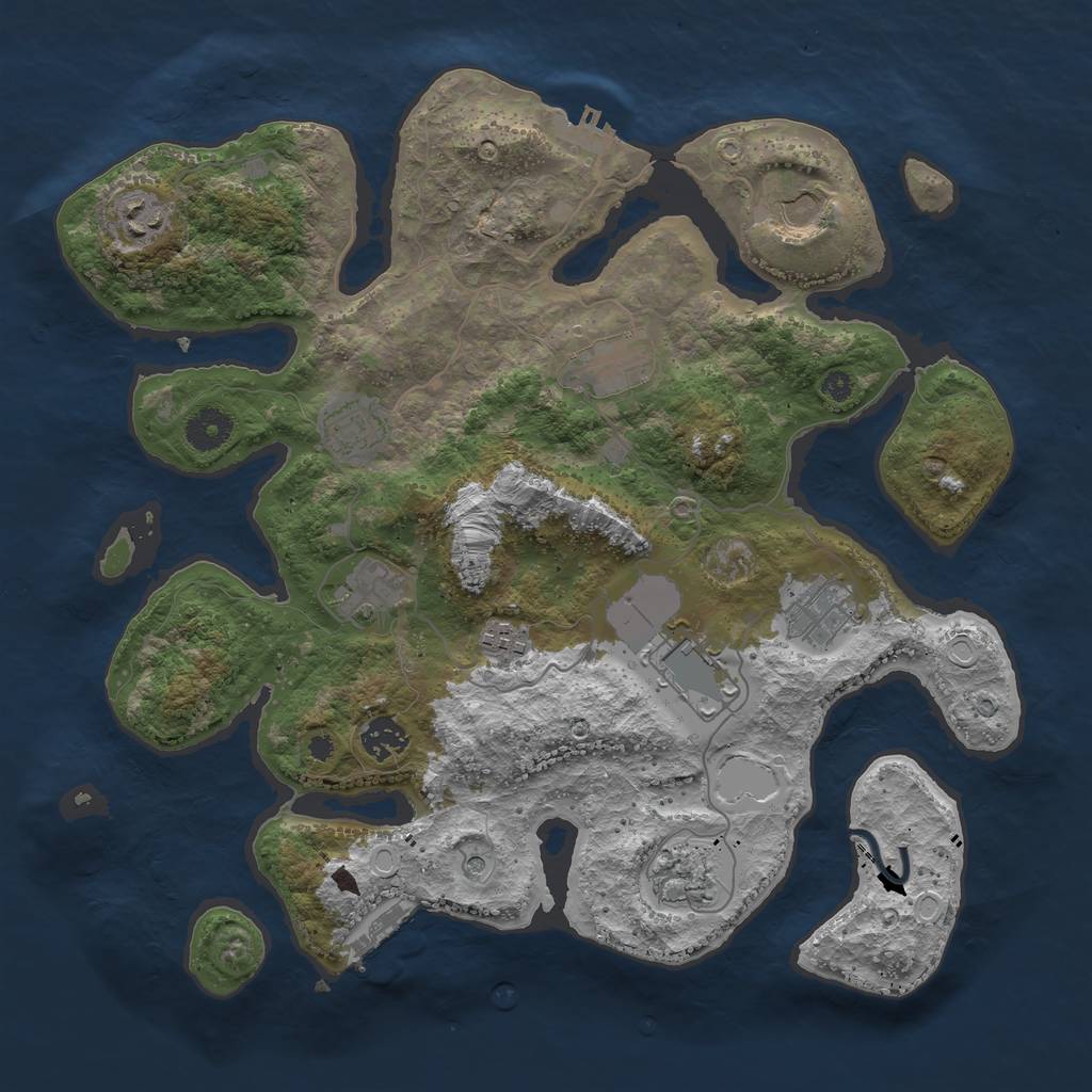 Rust Map: Procedural Map, Size: 3750, Seed: 8980975, 18 Monuments