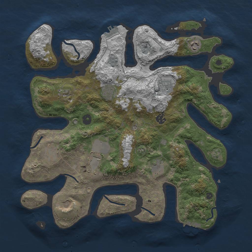 Rust Map: Procedural Map, Size: 3800, Seed: 2454, 18 Monuments