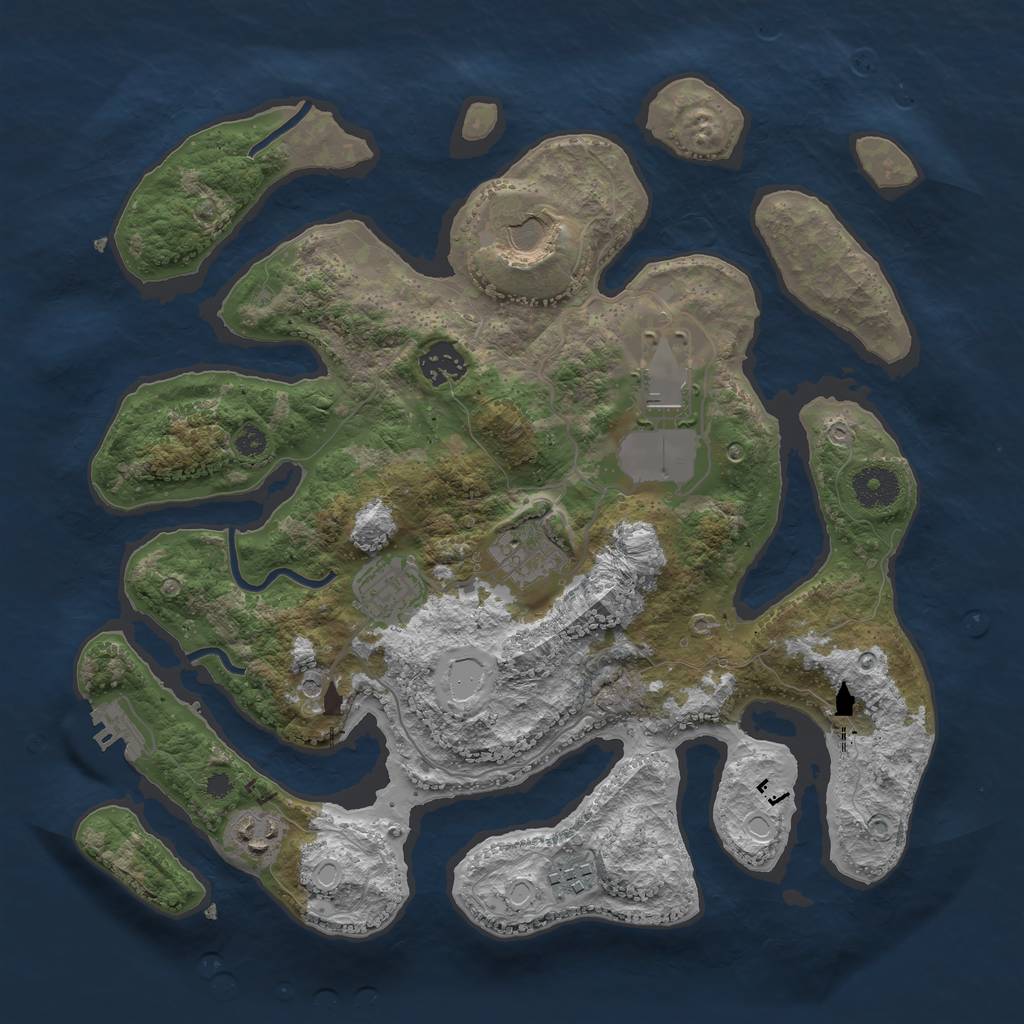 Rust Map: Procedural Map, Size: 3500, Seed: 305192784, 14 Monuments