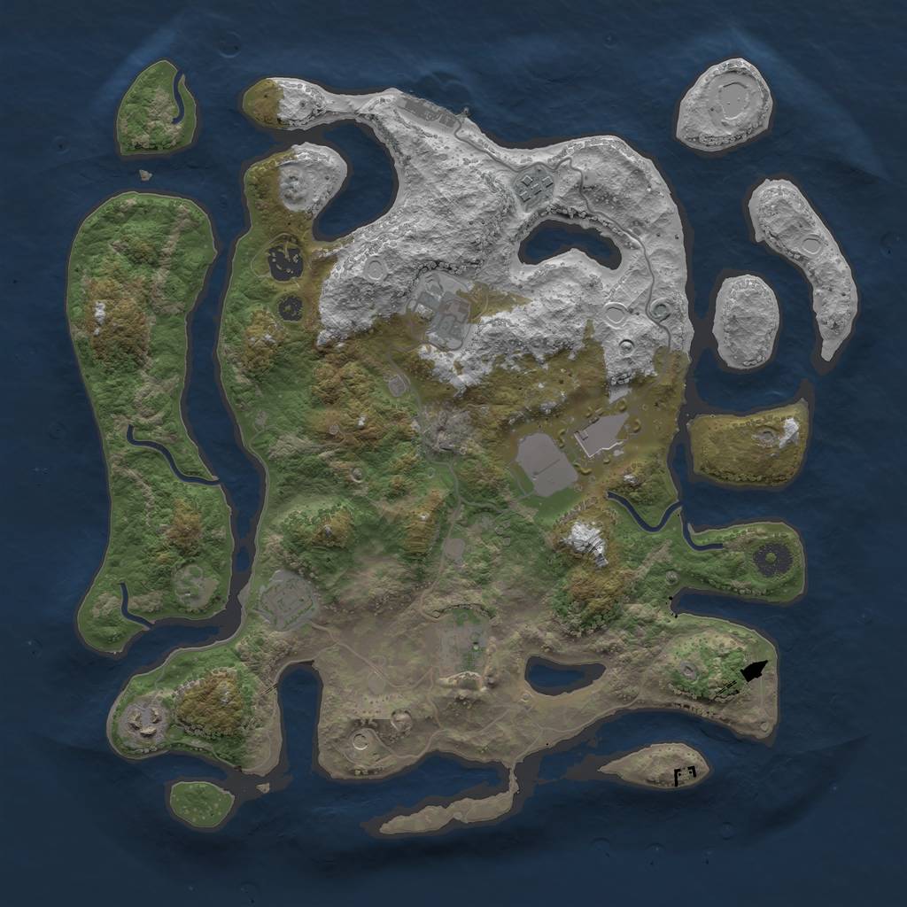 Rust Map: Procedural Map, Size: 3750, Seed: 7801346, 14 Monuments