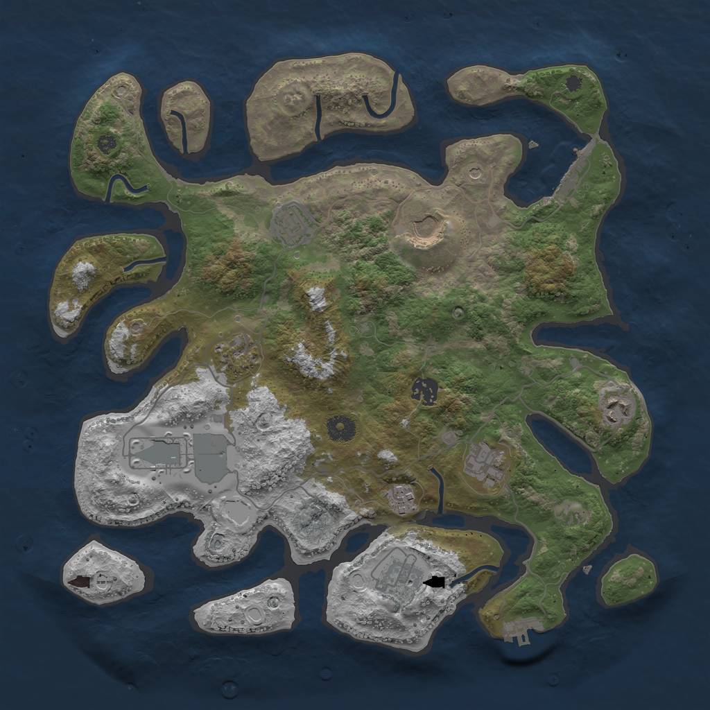 Rust Map: Procedural Map, Size: 3800, Seed: 131709, 17 Monuments