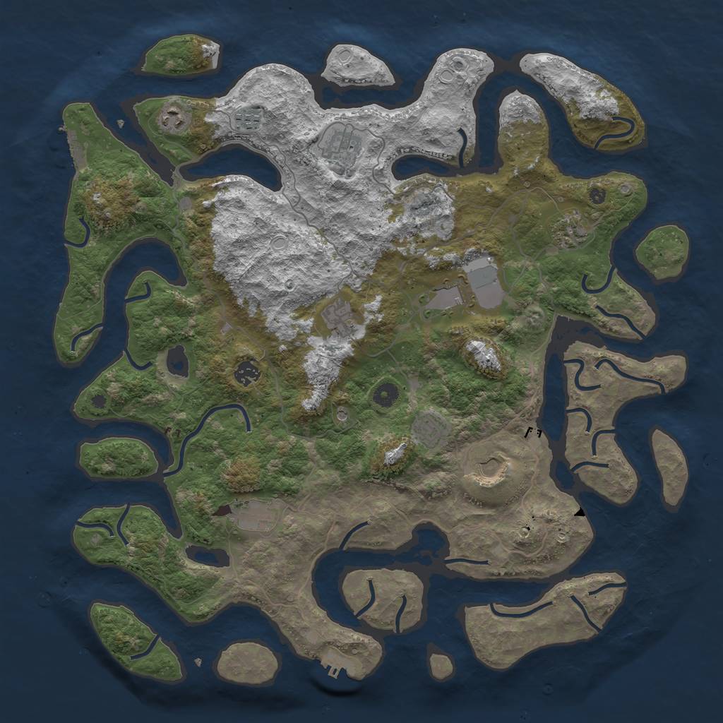 Rust Map: Procedural Map, Size: 4500, Seed: 1700149437, 18 Monuments