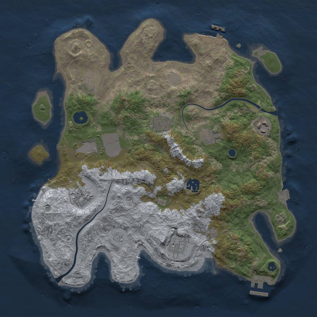 Rust Map: Procedural Map, Size: 3500, Seed: 450549971, 14 Monuments