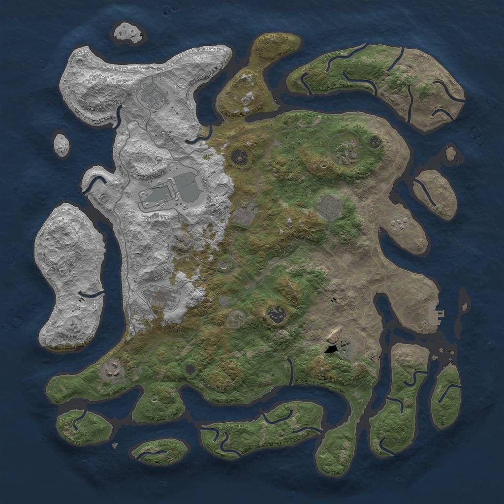 Rust Map: Procedural Map, Size: 4500, Seed: 71709, 17 Monuments