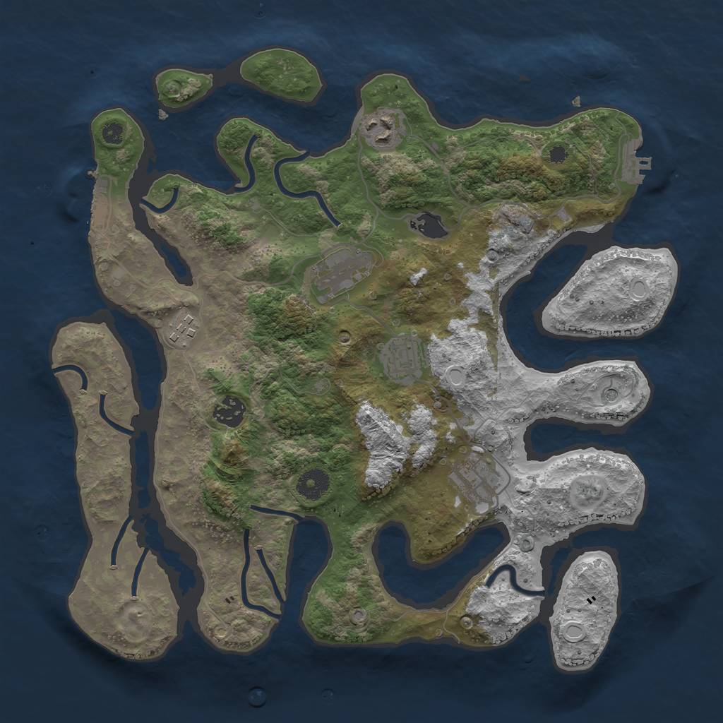 Rust Map: Procedural Map, Size: 3500, Seed: 92605085, 14 Monuments