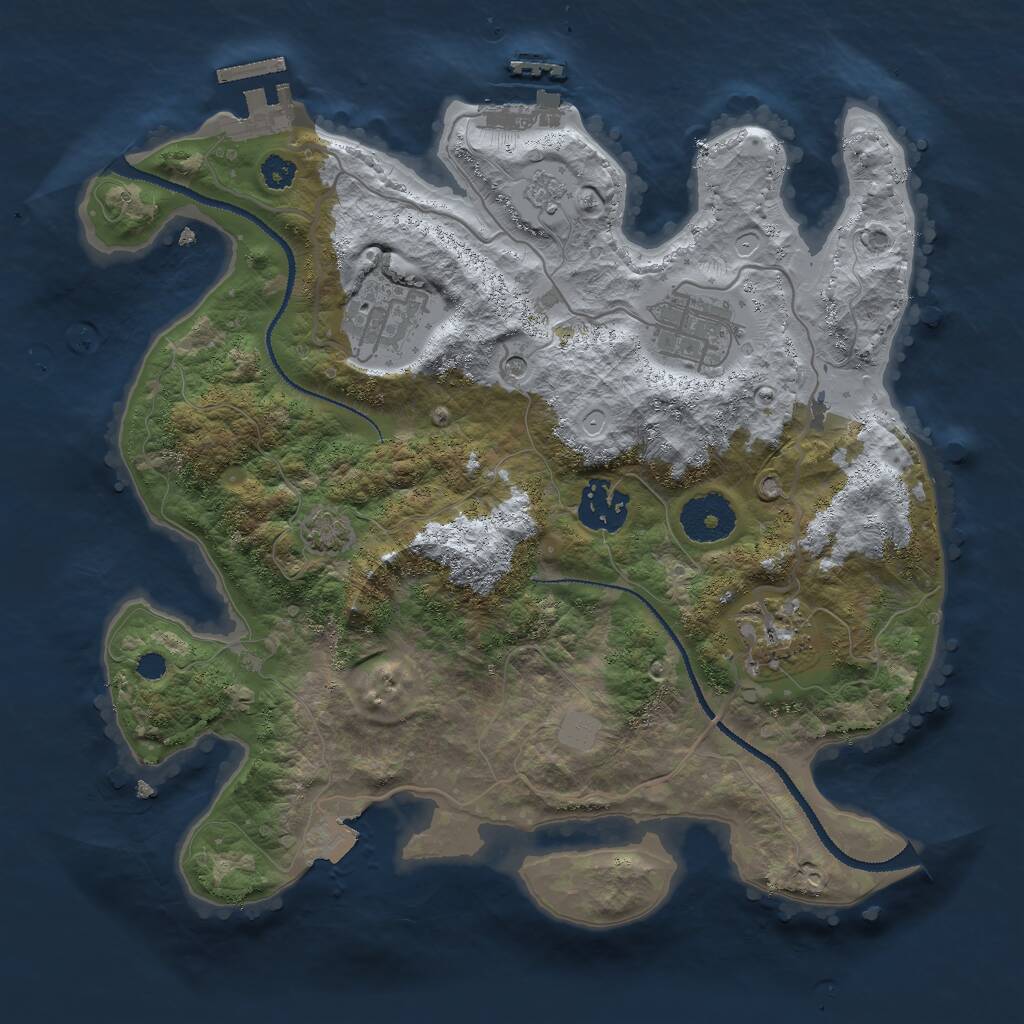 Rust Map: Procedural Map, Size: 3000, Seed: 598186604, 10 Monuments