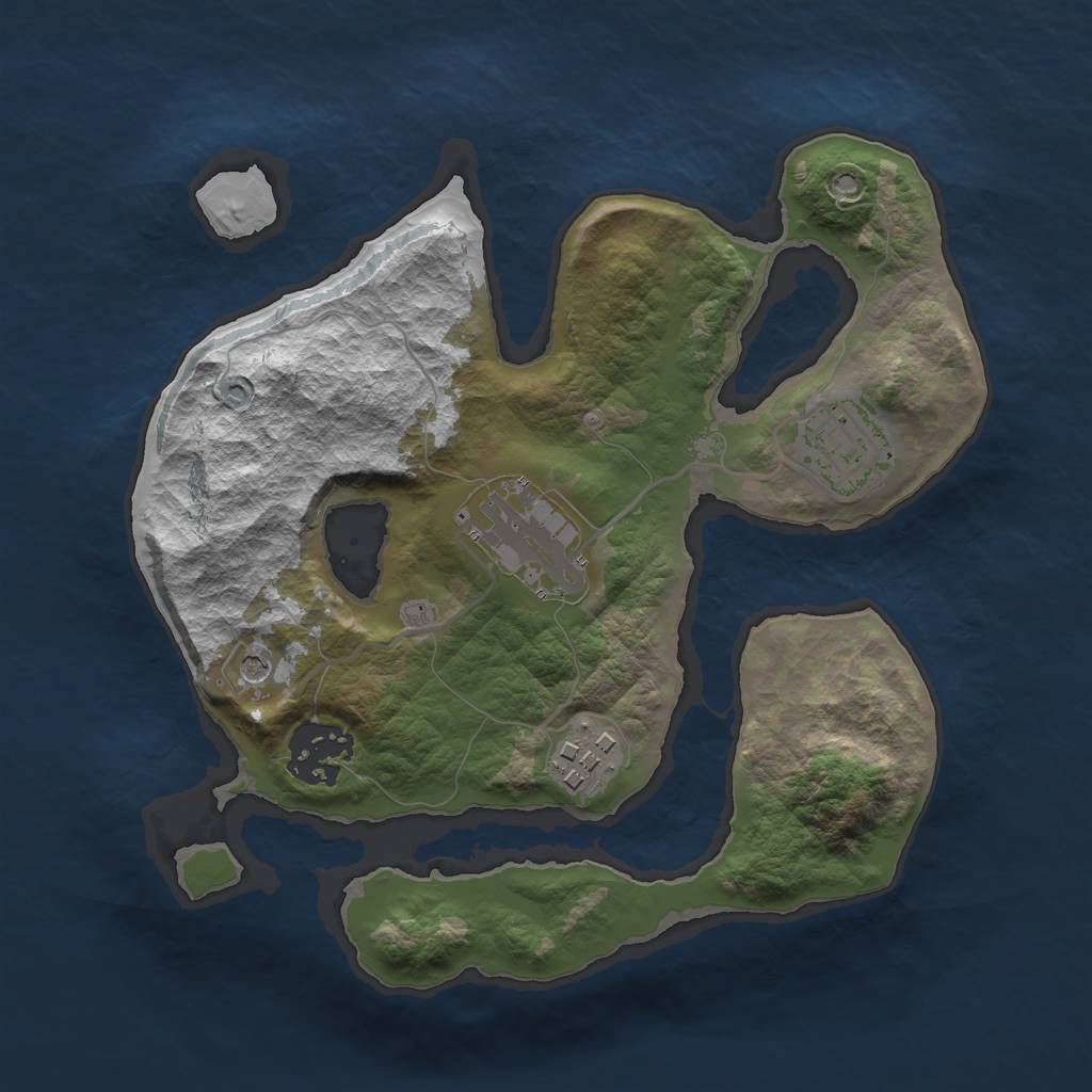 Rust Map: Barren, Size: 2500, Seed: 66432, 7 Monuments