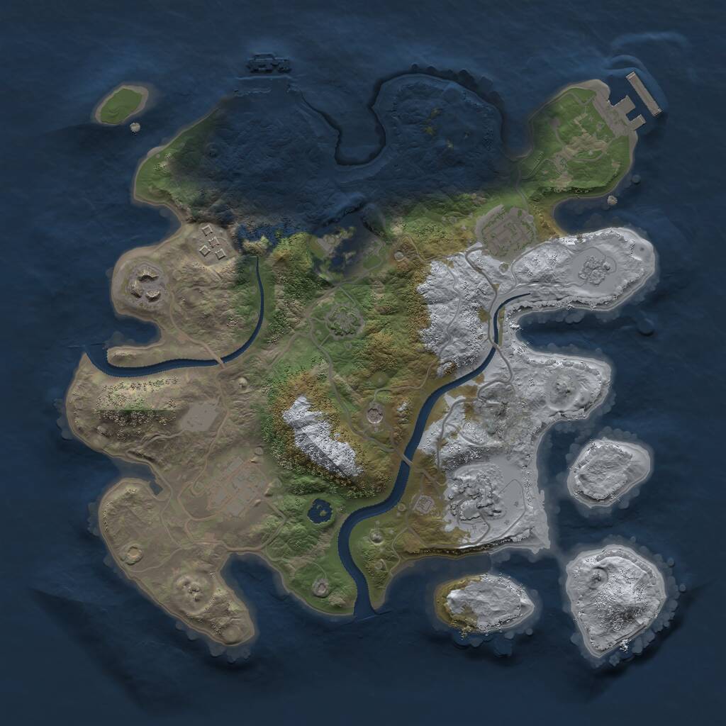 Rust Map: Procedural Map, Size: 3000, Seed: 25764742, 12 Monuments