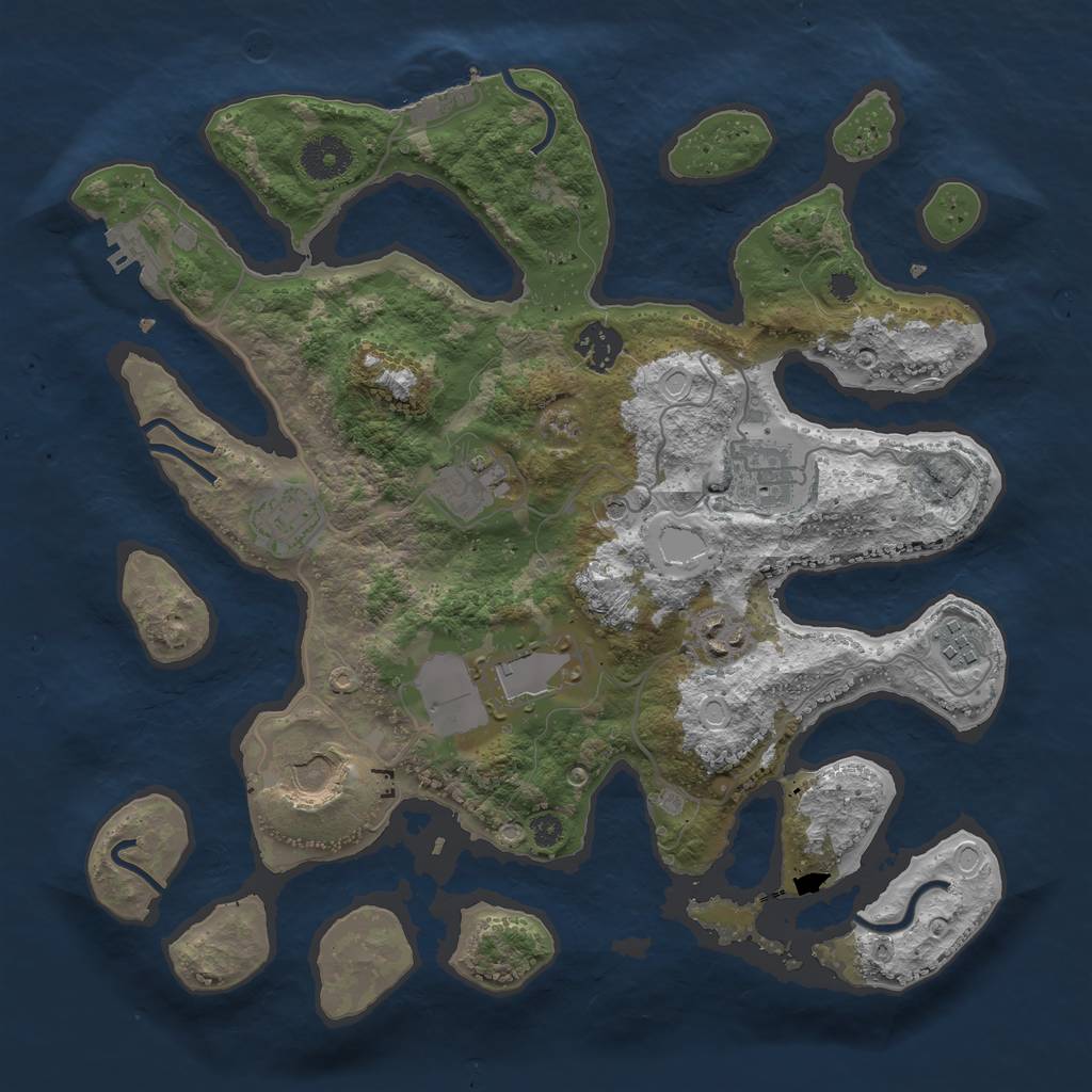 Rust Map: Procedural Map, Size: 3500, Seed: 2425399, 16 Monuments