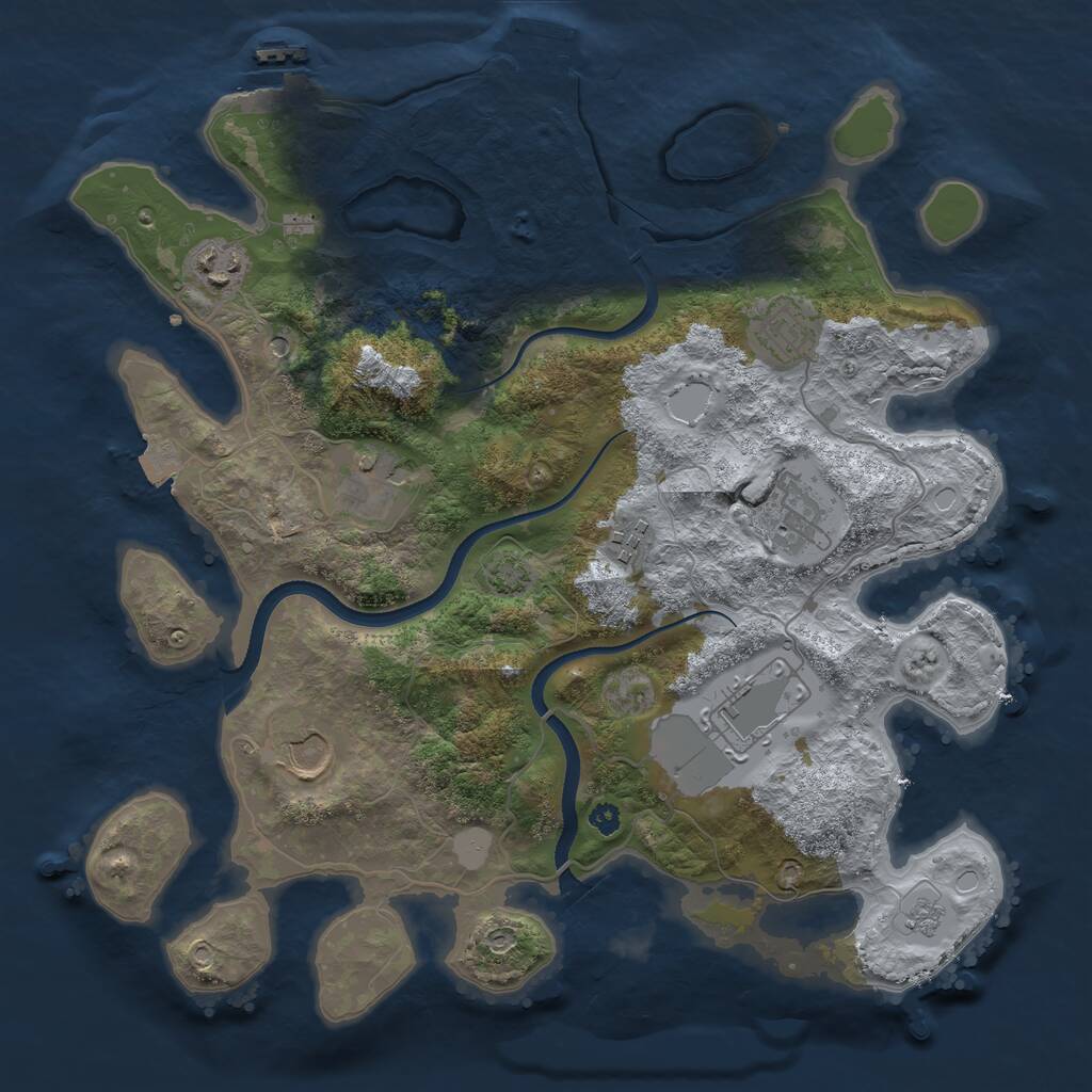 Rust Map: Procedural Map, Size: 3500, Seed: 2425399, 13 Monuments