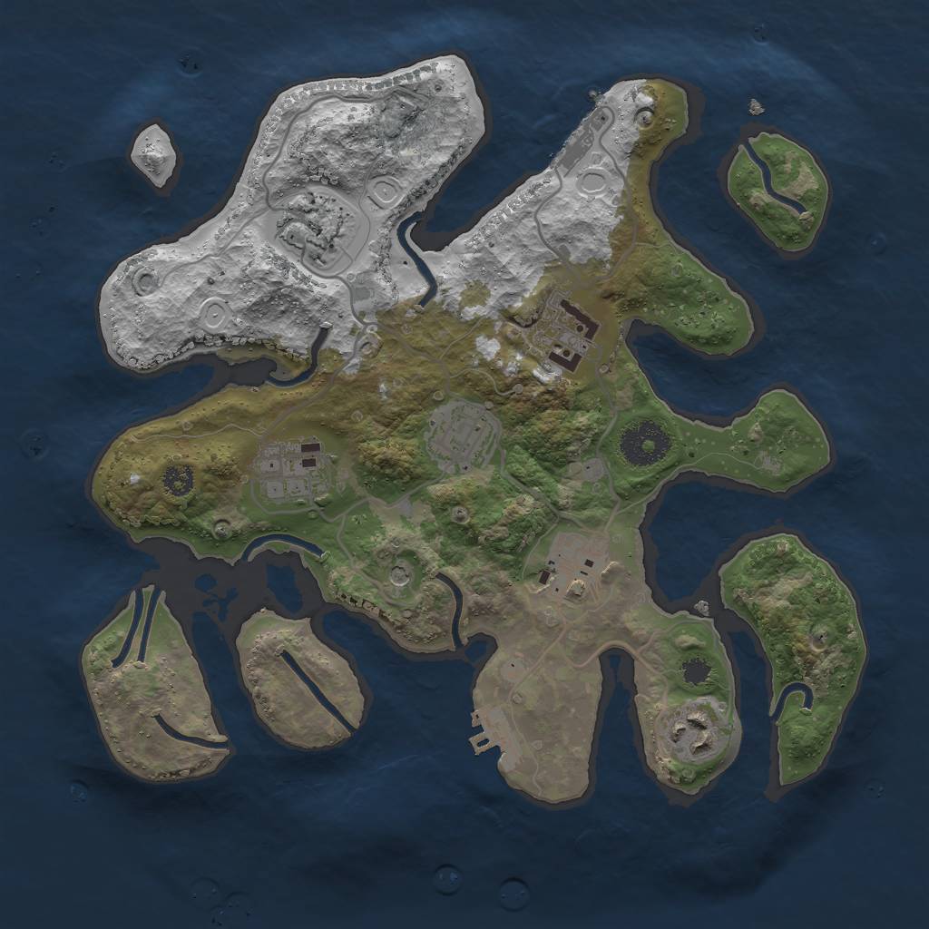 Rust Map: Procedural Map, Size: 3000, Seed: 3380, 14 Monuments
