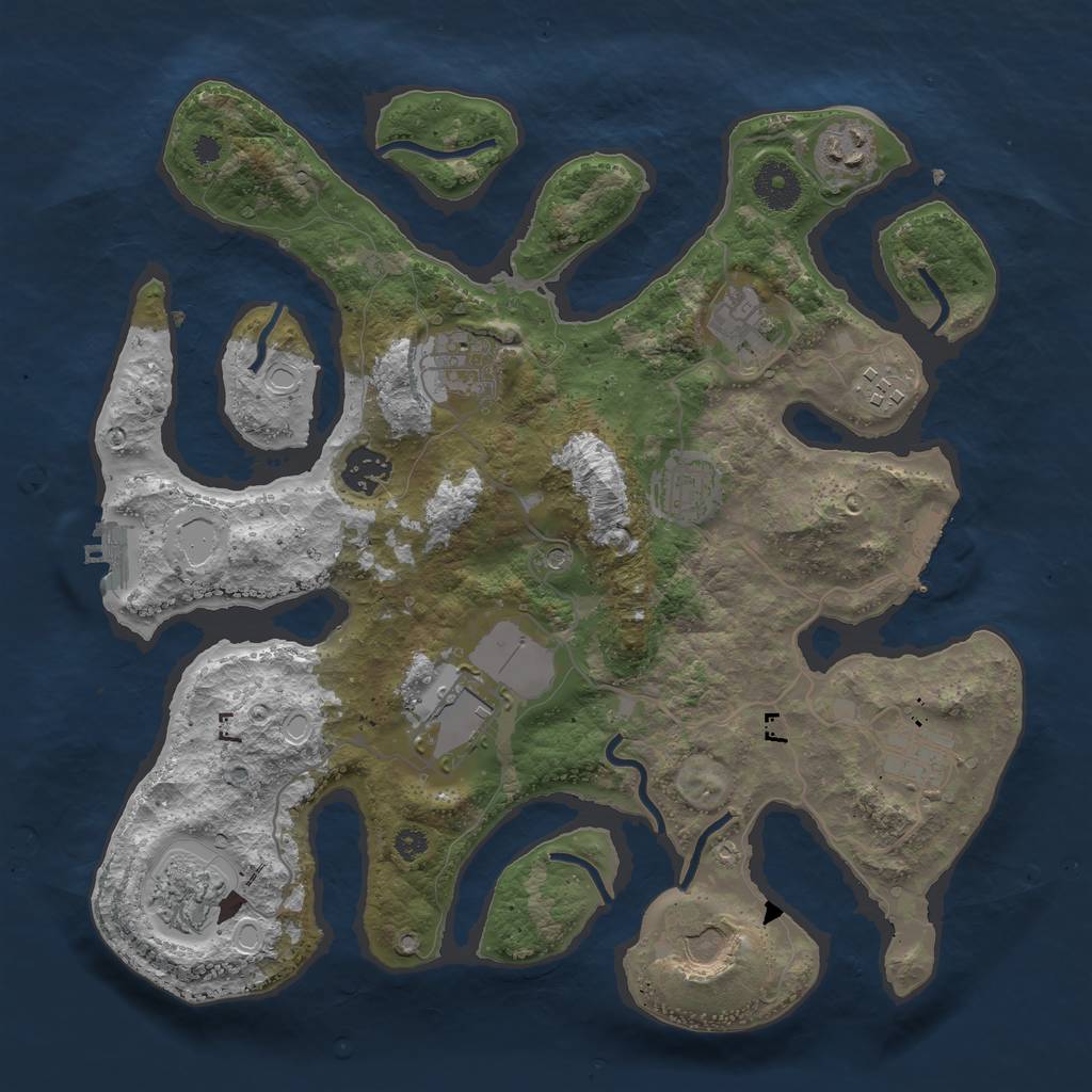 Rust Map: Procedural Map, Size: 3500, Seed: 192418553, 18 Monuments