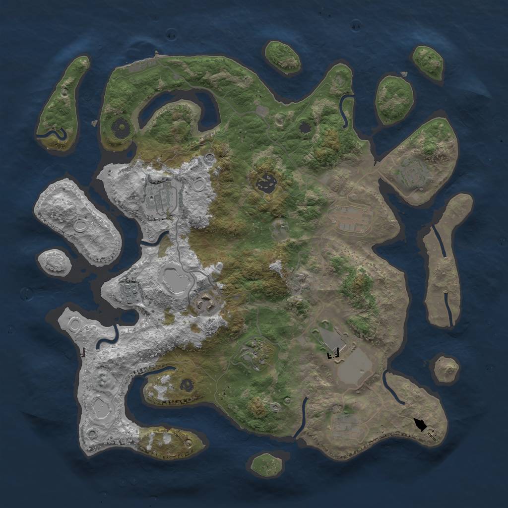 Rust Map: Procedural Map, Size: 3875, Seed: 618629893, 16 Monuments