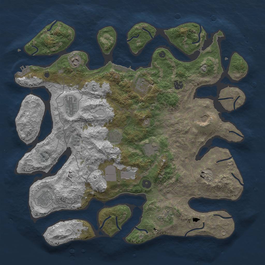 Rust Map: Procedural Map, Size: 4300, Seed: 515981800, 19 Monuments