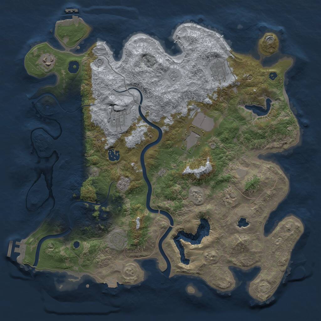 Rust Map: Procedural Map, Size: 4000, Seed: 1236881150, 14 Monuments