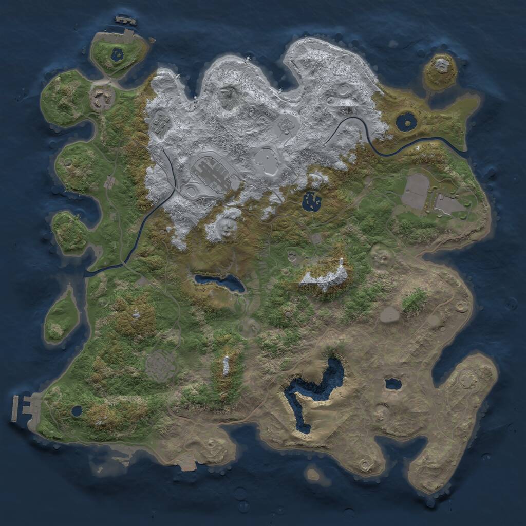 Rust Map: Procedural Map, Size: 4000, Seed: 1236881150, 12 Monuments