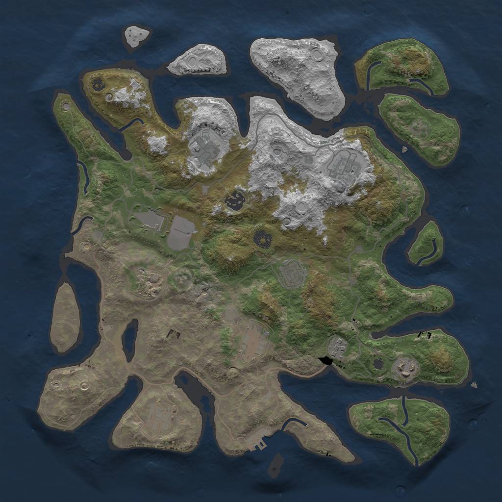 Rust Map: Procedural Map, Size: 4000, Seed: 1821841092, 17 Monuments