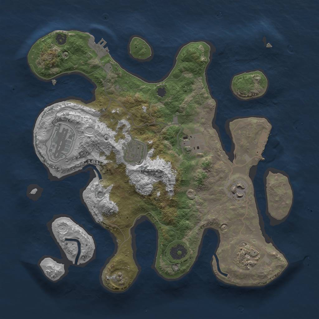 Rust Map: Procedural Map, Size: 3000, Seed: 1703467227, 12 Monuments