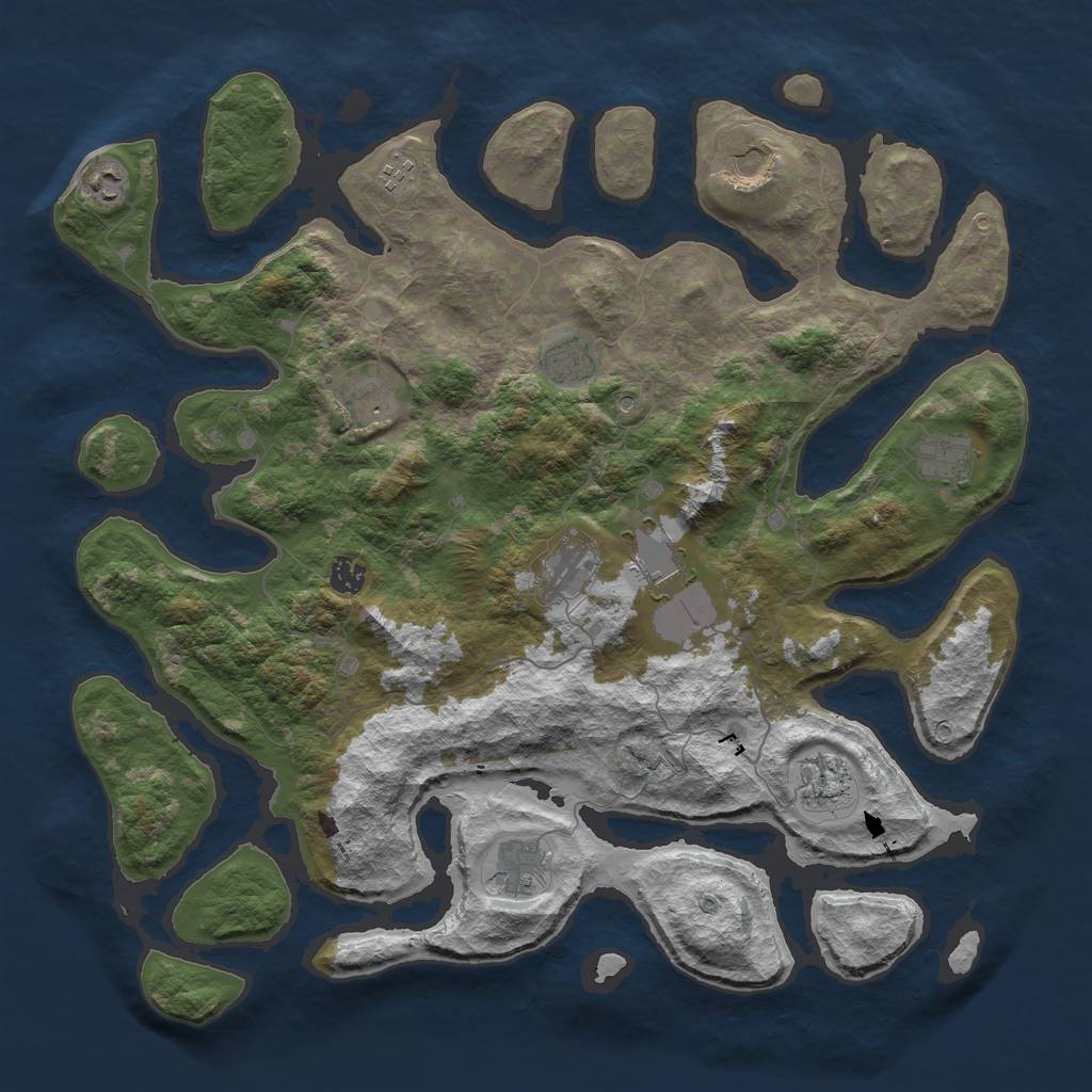 Rust Map: Barren, Size: 4500, Seed: 61709, 14 Monuments