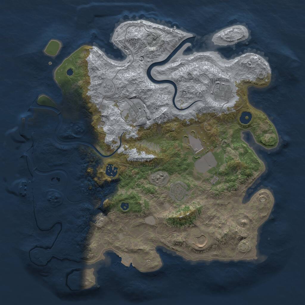 Rust Map: Procedural Map, Size: 3700, Seed: 2137374859, 13 Monuments