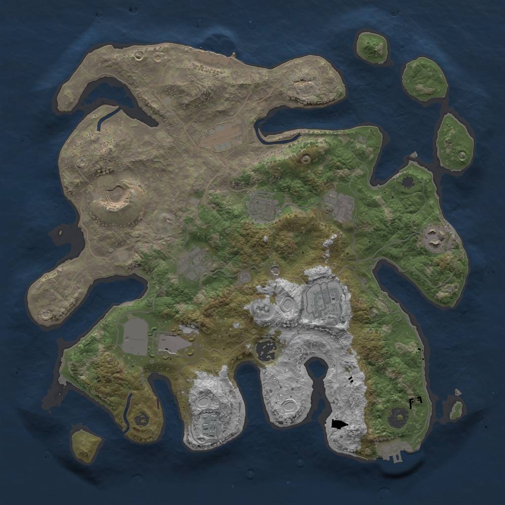 Rust Map: Procedural Map, Size: 3600, Seed: 433074883, 18 Monuments