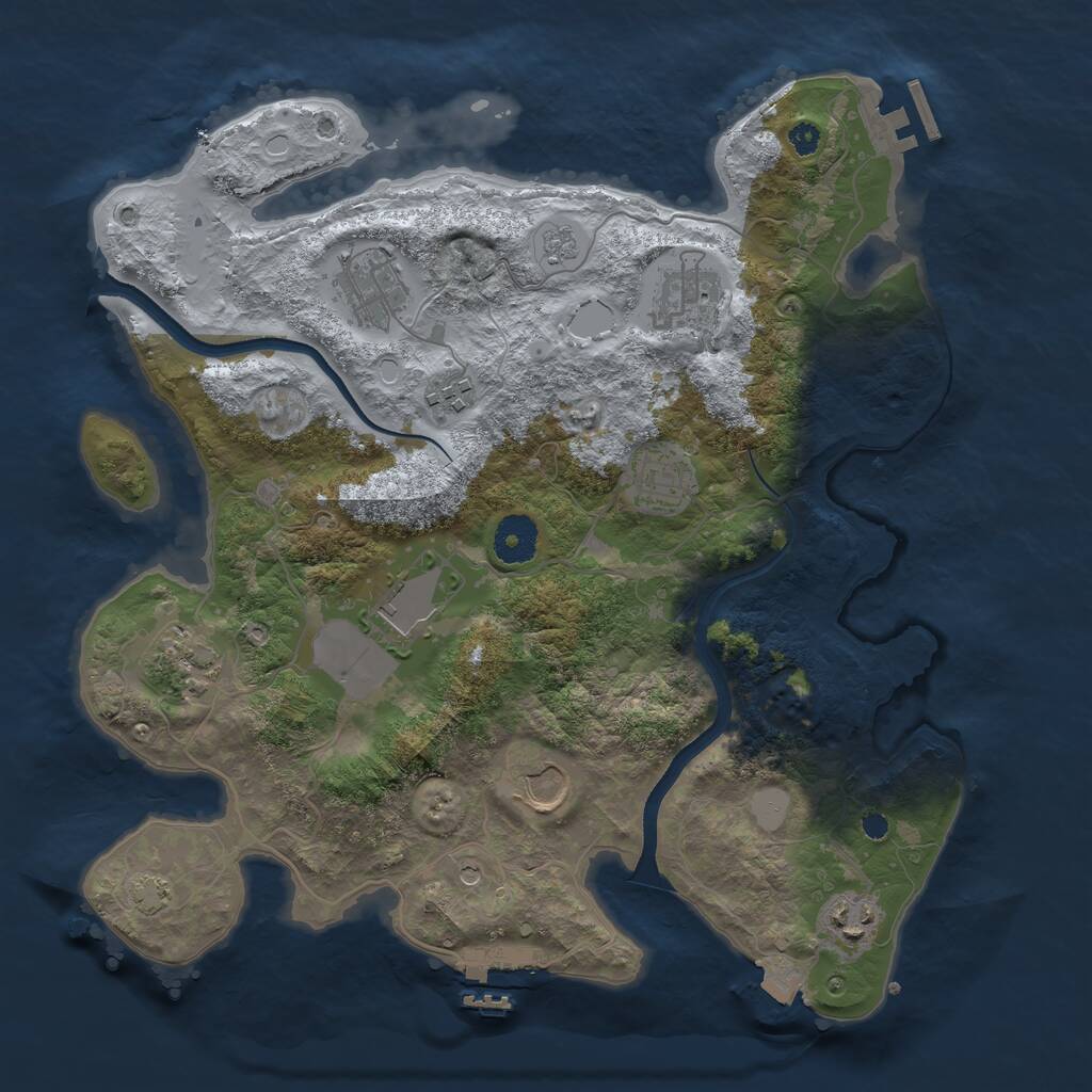 Rust Map: Procedural Map, Size: 3500, Seed: 1976574908, 14 Monuments