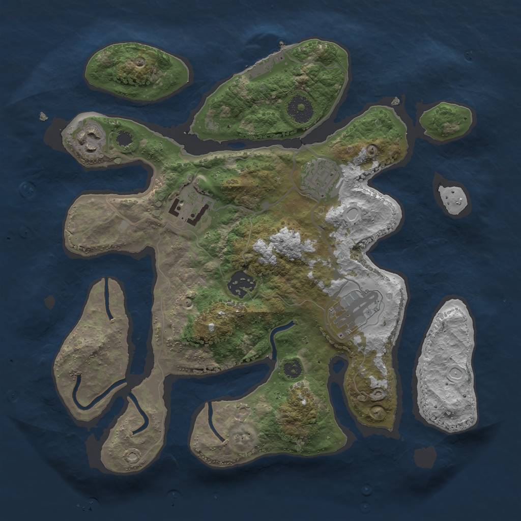 Rust Map: Procedural Map, Size: 3000, Seed: 74144357, 11 Monuments