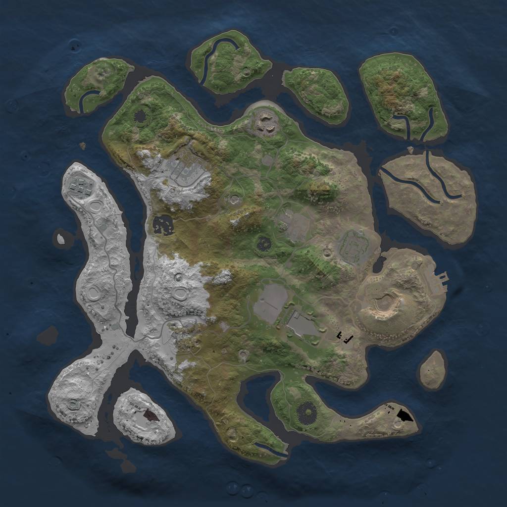 Rust Map: Procedural Map, Size: 3500, Seed: 1321341135, 16 Monuments