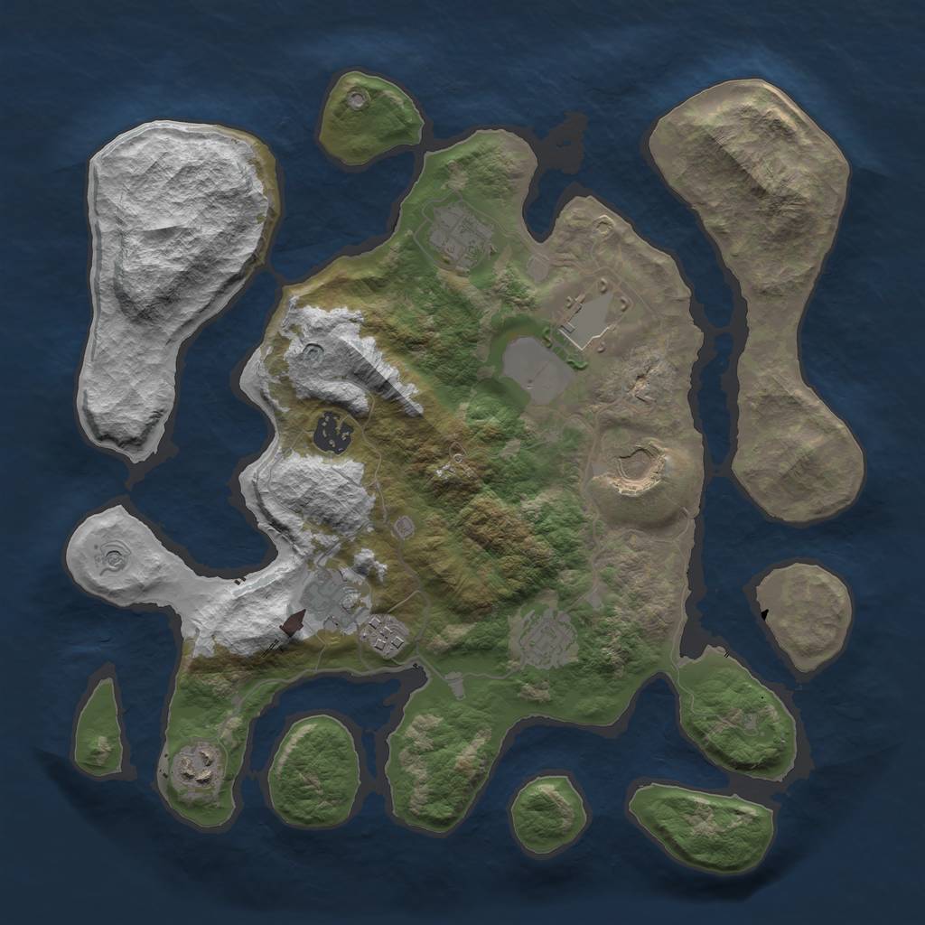 Rust Map: Barren, Size: 3500, Seed: 125224399, 11 Monuments