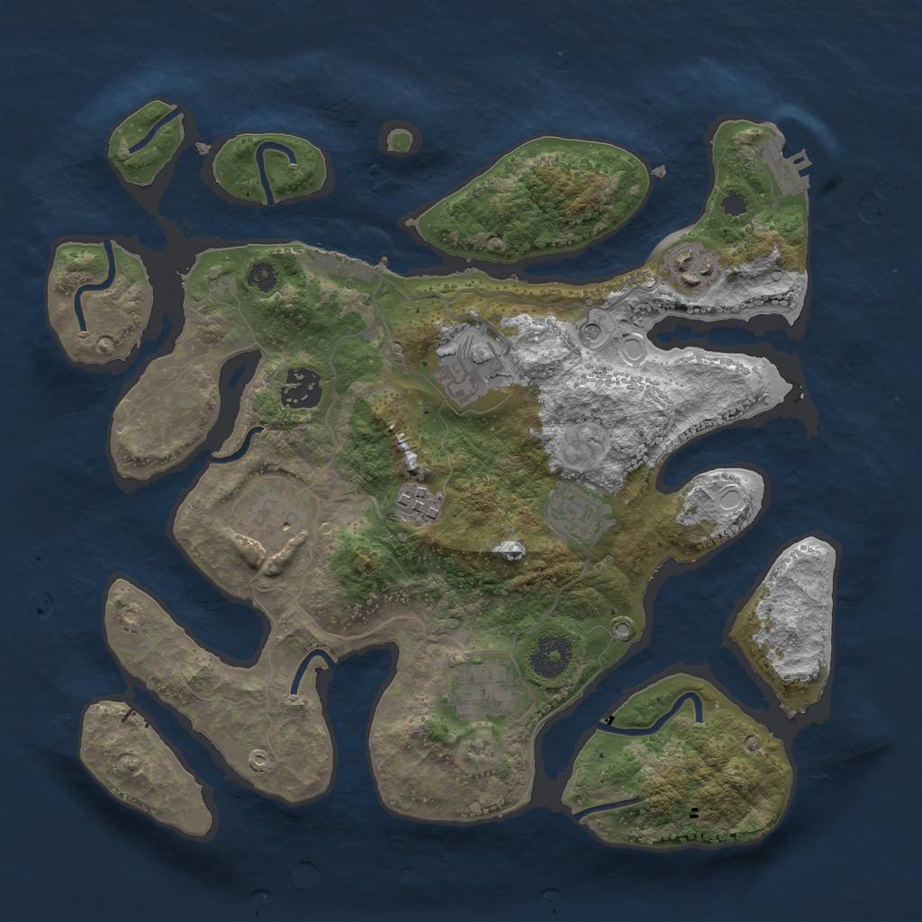 Rust Map: Procedural Map, Size: 3300, Seed: 100584, 15 Monuments