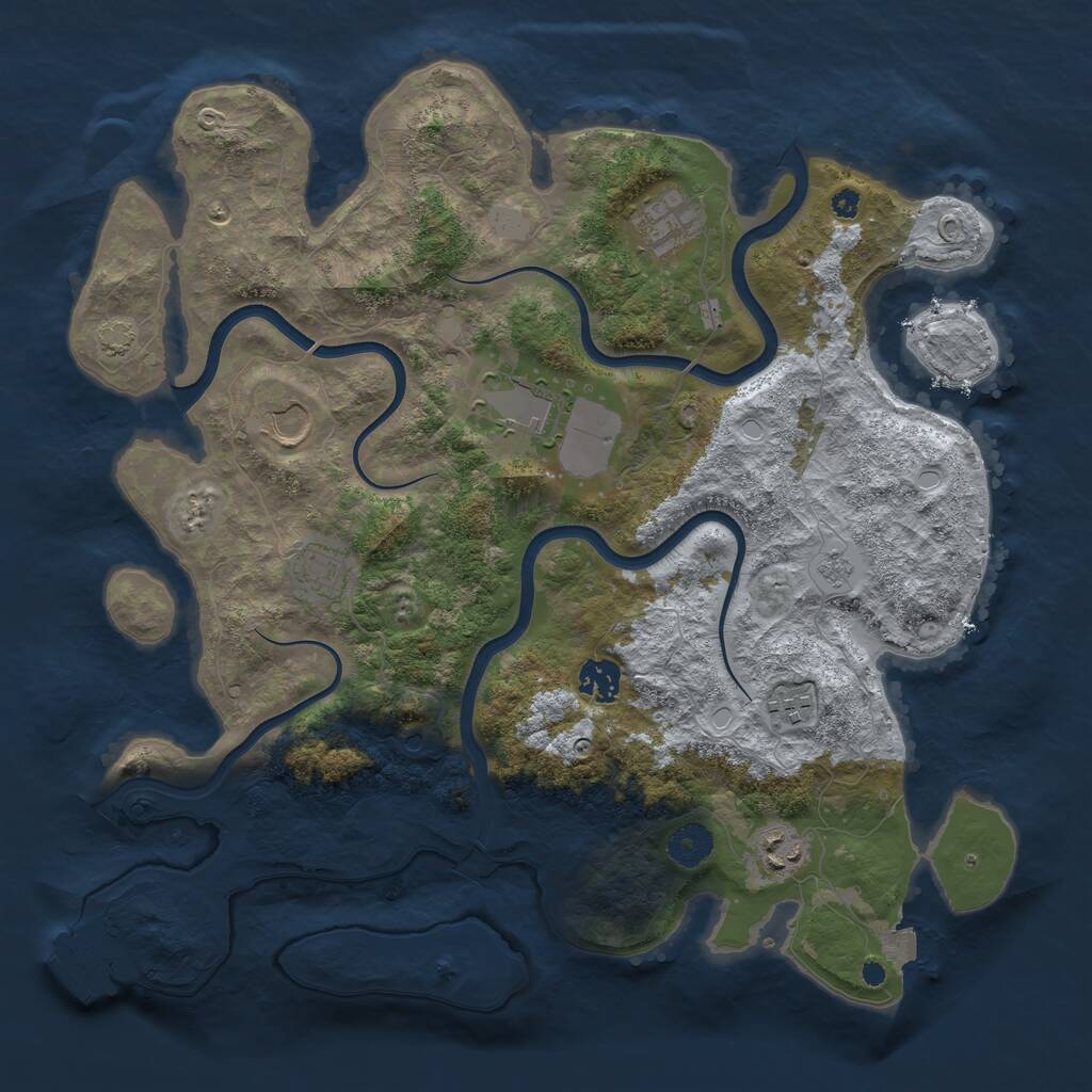 Rust Map: Procedural Map, Size: 3800, Seed: 535334, 12 Monuments