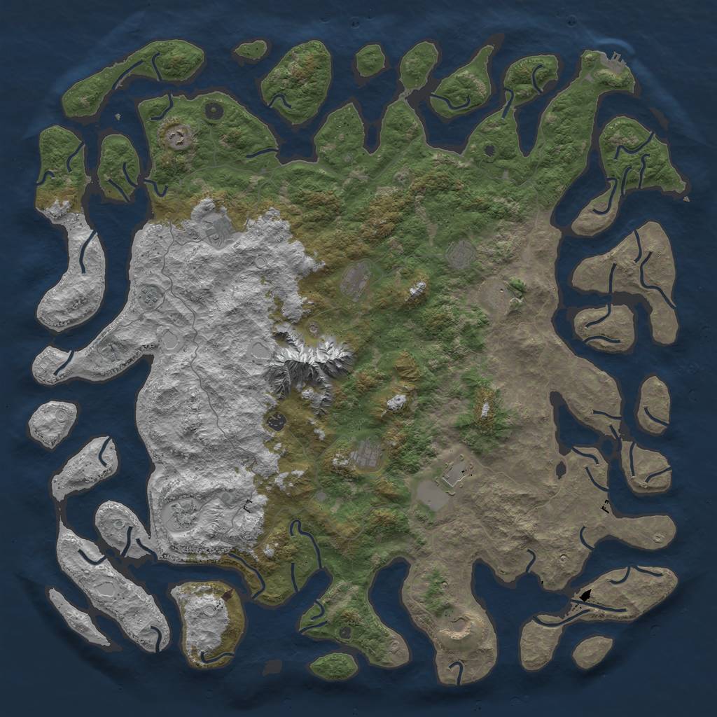 Rust Map: Procedural Map, Size: 6000, Seed: 1379269051, 18 Monuments