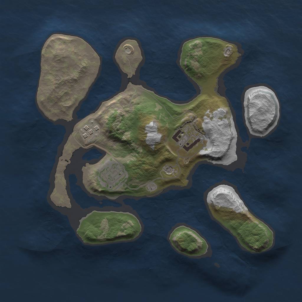 Rust Map: Barren, Size: 2500, Seed: 56648, 6 Monuments