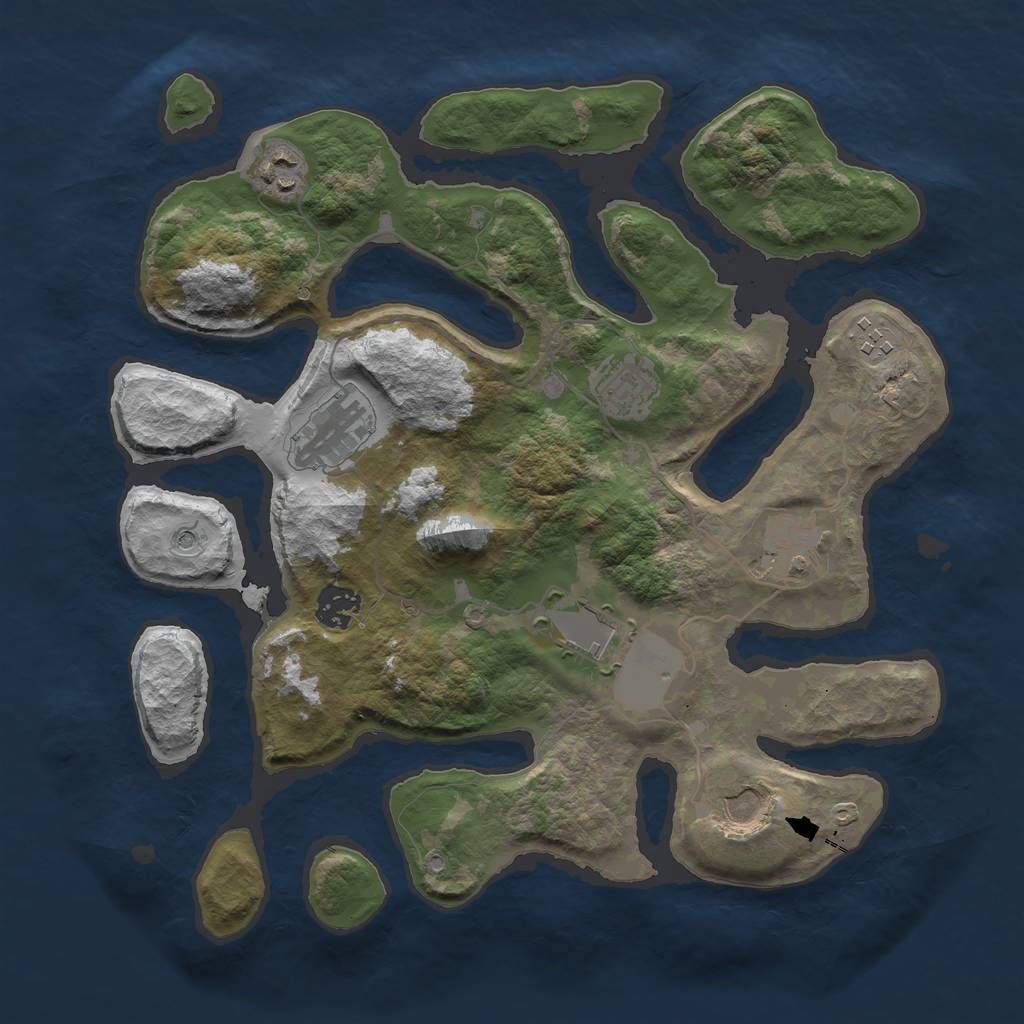 Rust Map: Barren, Size: 3500, Seed: 304265588, 11 Monuments