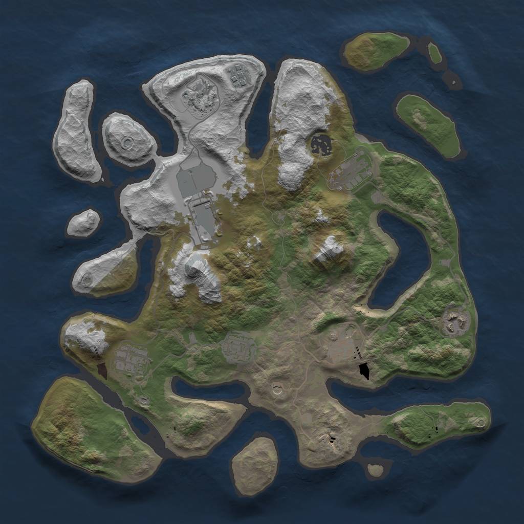 Rust Map: Barren, Size: 3600, Seed: 395353426, 12 Monuments