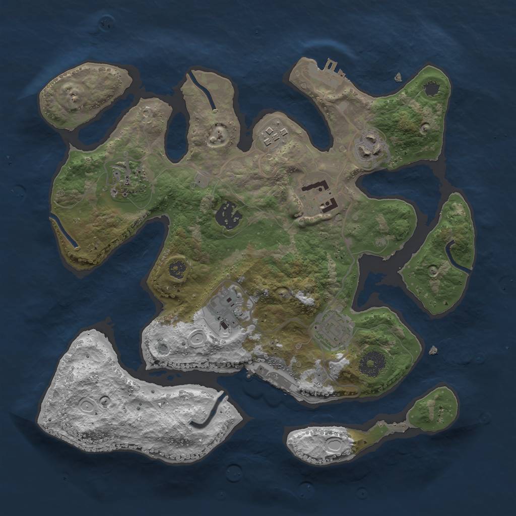 Rust Map: Procedural Map, Size: 3000, Seed: 6745663, 14 Monuments
