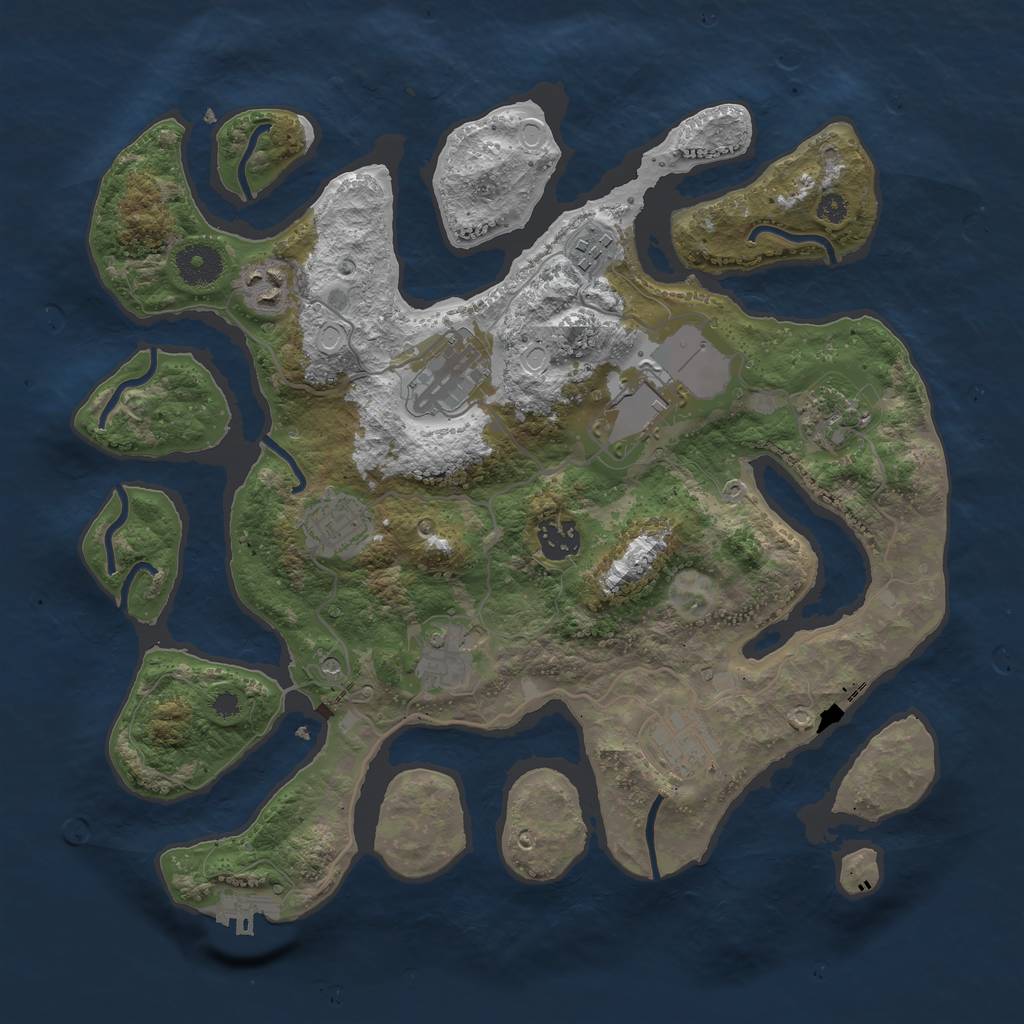 Rust Map: Procedural Map, Size: 3550, Seed: 25784784, 16 Monuments