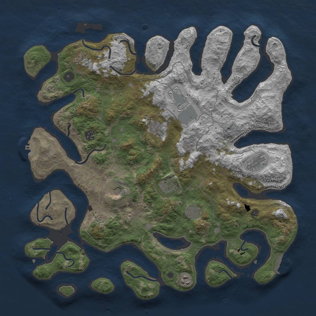 Rust Map: Procedural Map, Size: 4500, Seed: 31709, 18 Monuments