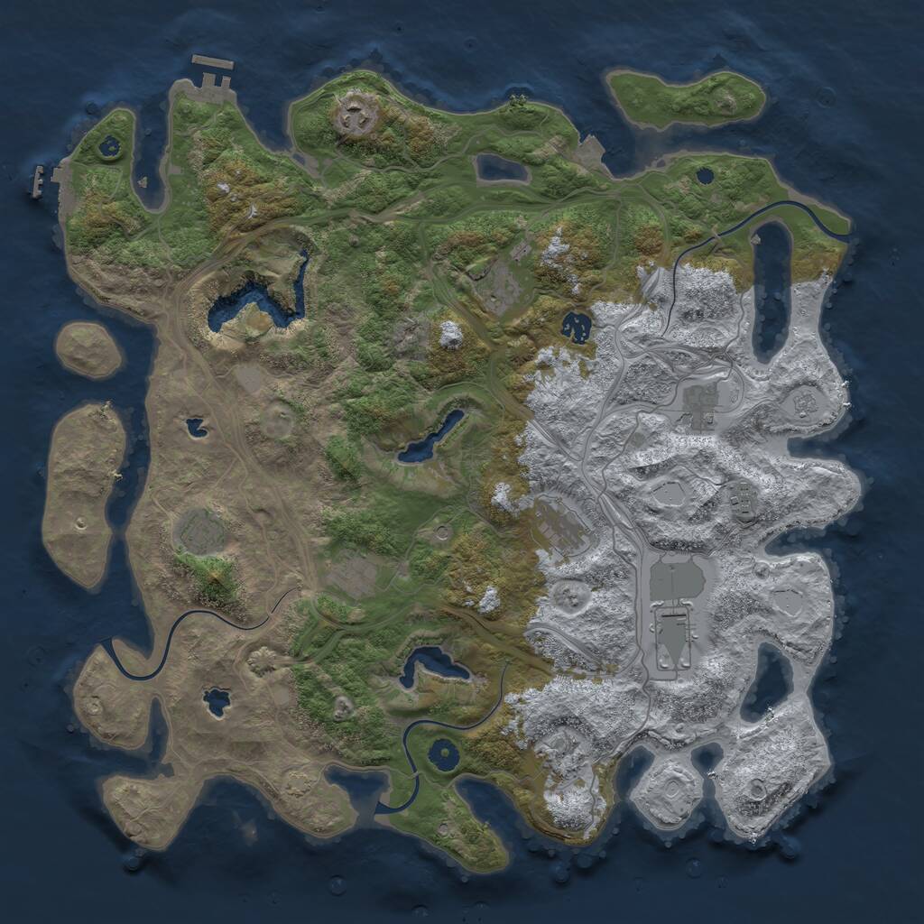 Rust Map: Procedural Map, Size: 4500, Seed: 964568717, 16 Monuments