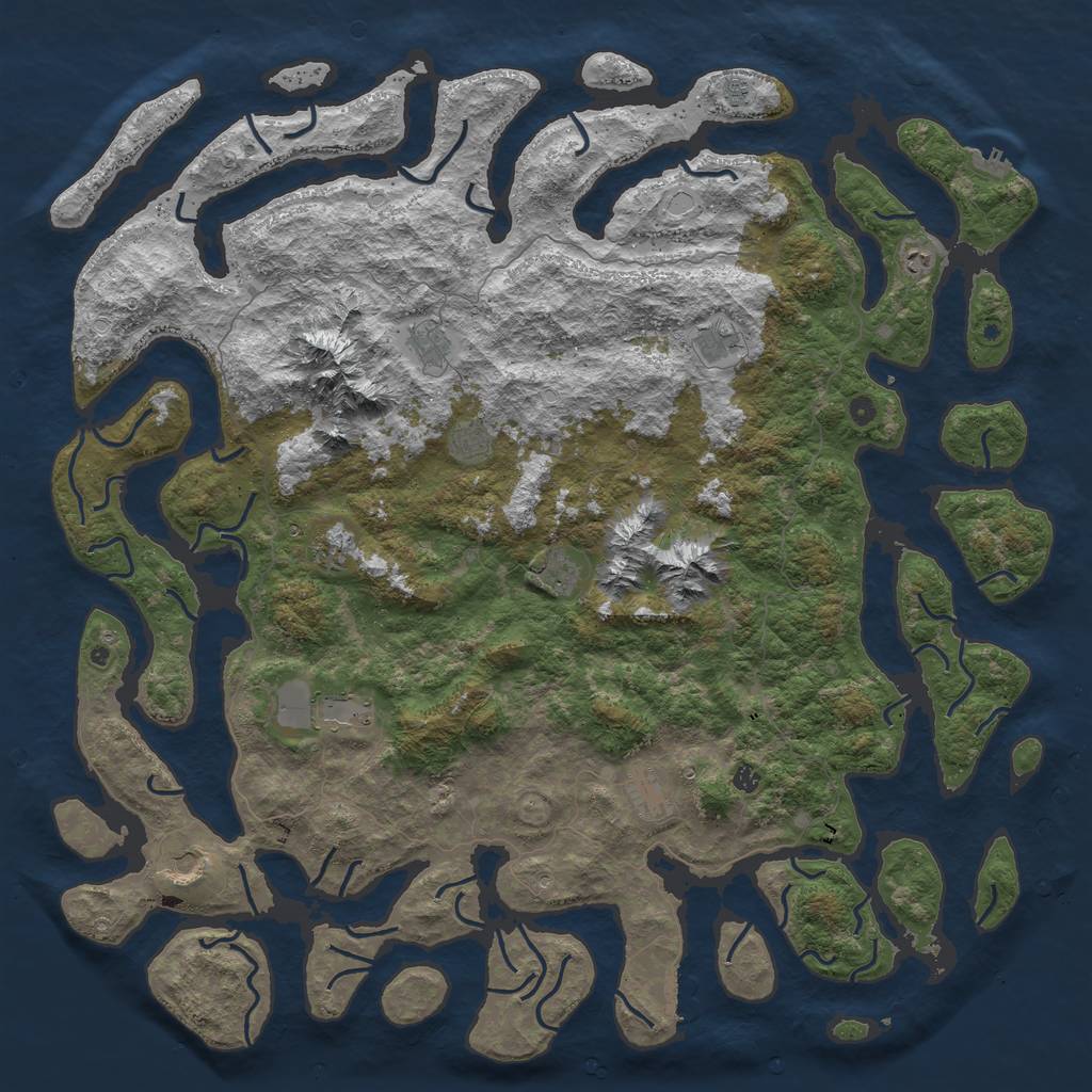 Rust Map: Procedural Map, Size: 6000, Seed: 707774071, 19 Monuments