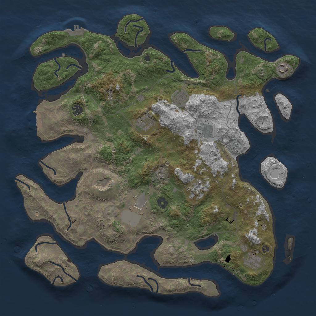 Rust Map: Procedural Map, Size: 4300, Seed: 1251855, 18 Monuments
